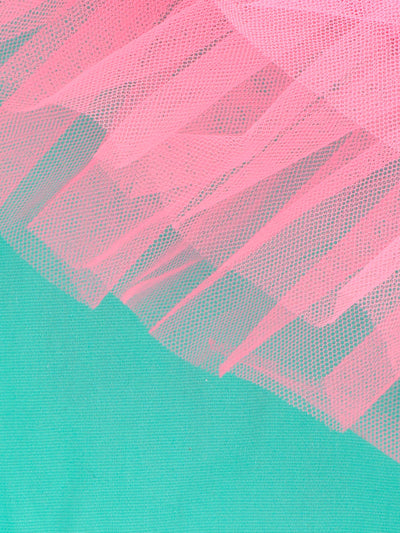 Sea Green Frilly Crop Top with Flared Skirt Set