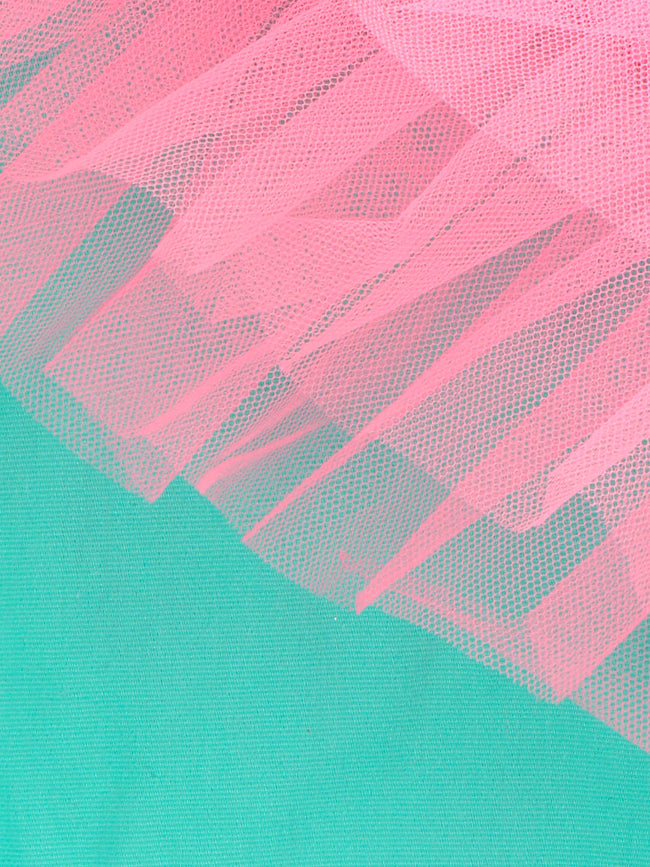 Sea Green Frilly Crop Top with Flared Skirt Set