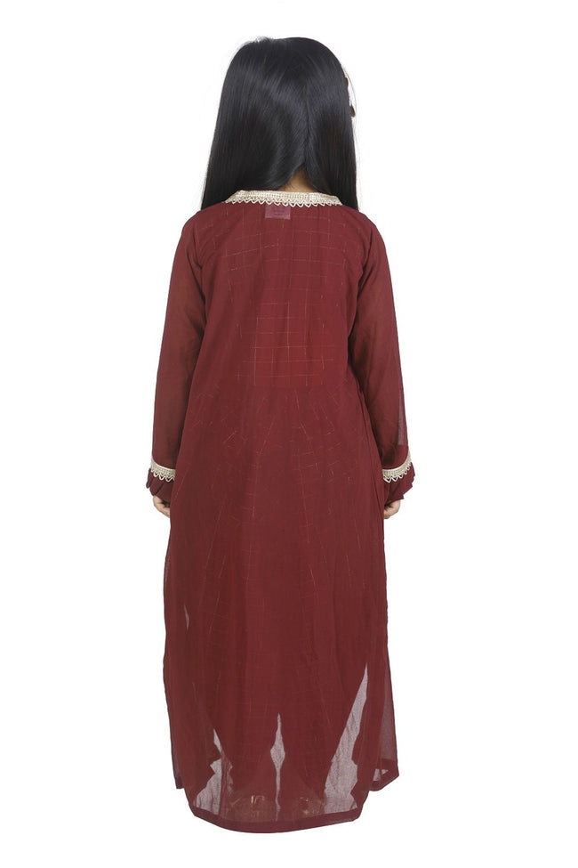 Lilpicks Check Brown  Top Dhoti  With Jacket  set