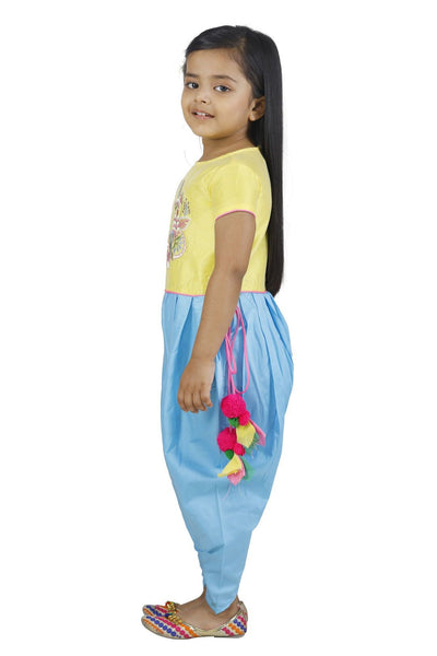 Lilpicks Swan Yellow Skyblue Ethnic Jumpsuit