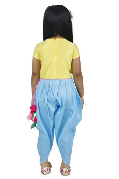 Lilpicks Swan Yellow Skyblue Ethnic Jumpsuit