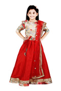 Floral Brocade Choli with red lehenga Set