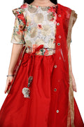 Lilpicks Floral Brocade Choli with red lehenga Set