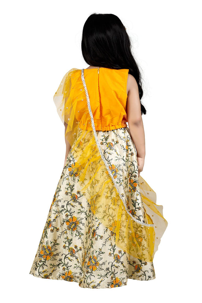 Lilpicks Gota Bright Yellow choli with Foil Lehenga Set