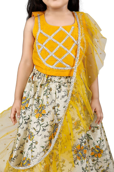 Lilpicks Gota Bright Yellow choli with Foil Lehenga Set