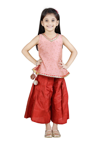 Brocade Corset and Maroon Culotte Set