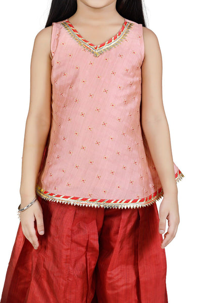 Lilpicks Brocade Corset and Maroon Culotte Set