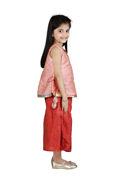 Lilpicks Brocade Corset and Maroon Culotte Set