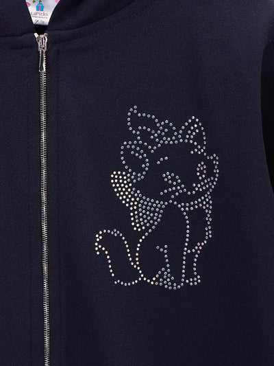 Navy Colour Ruffled sleeves crystal work Clothing Set