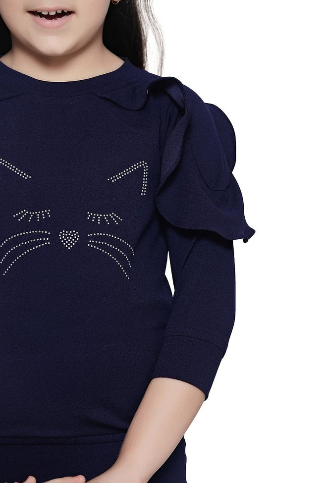 Navy Colour Designer sleeves crystal work Clothing Set