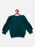 Teal Colour Ruffled sleeves Fish Patch Clothing Set