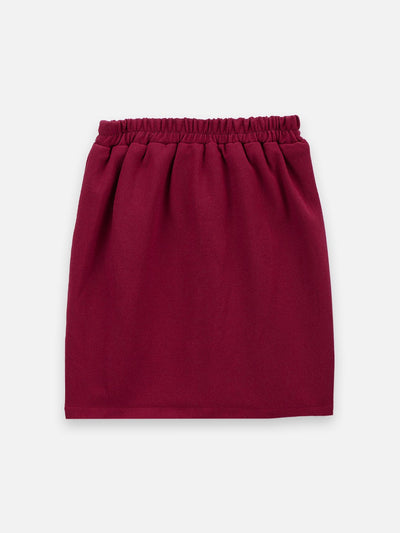 Classy Wine bow peplum skirt Set