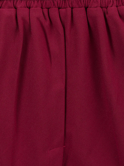 Classy Wine bow peplum skirt Set