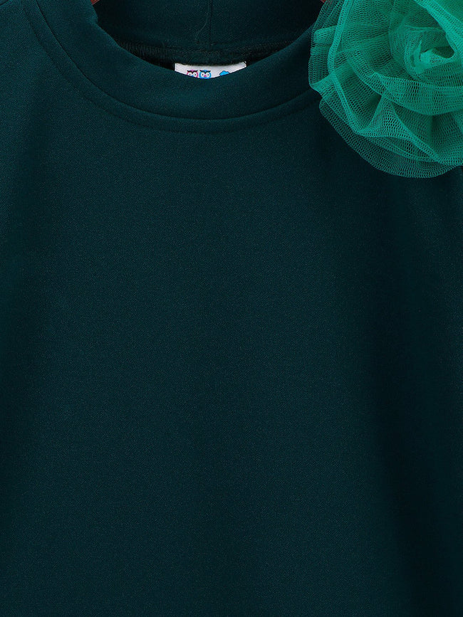 Teal Mesh Detailing Designer Dress