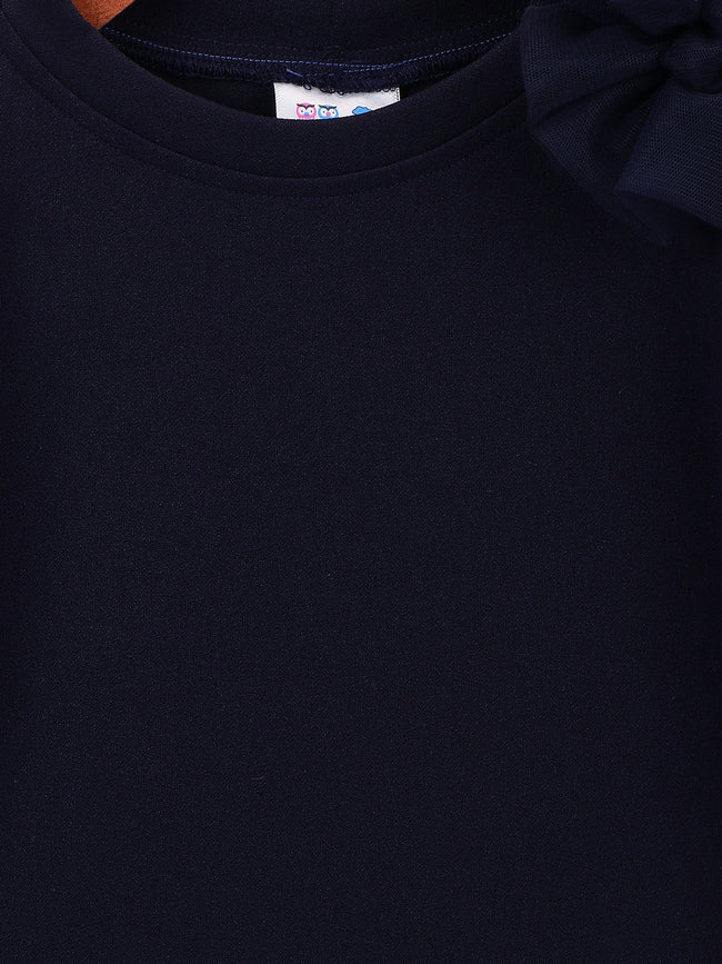 Navy Mesh Detailing Designer Dress