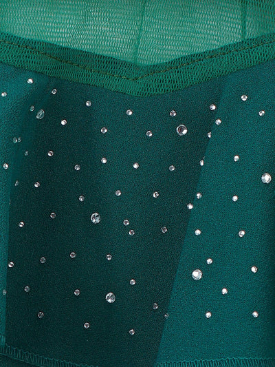 Teal crystal Work layered bell sleeves Top