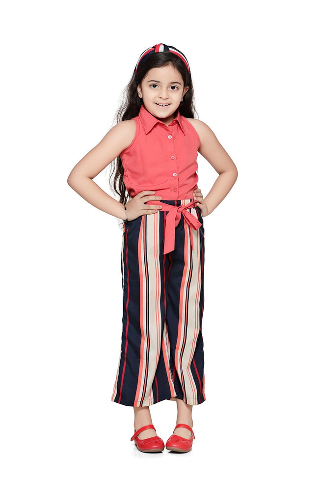 Orange Beige Striped Full Jumpsuit