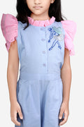 Ballerina Embrodiery  Blue Full Jumpsuit