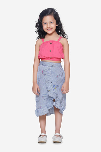 Pink Tube Top with Designer Skirt Set