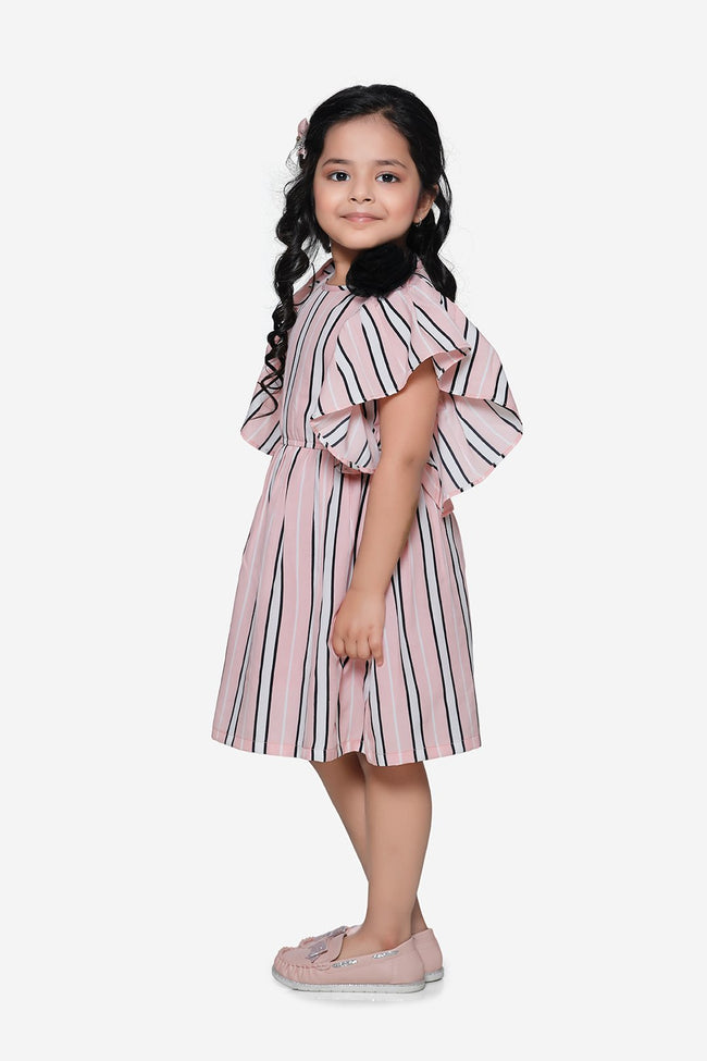 Pearl Pink Striped Flower Dress