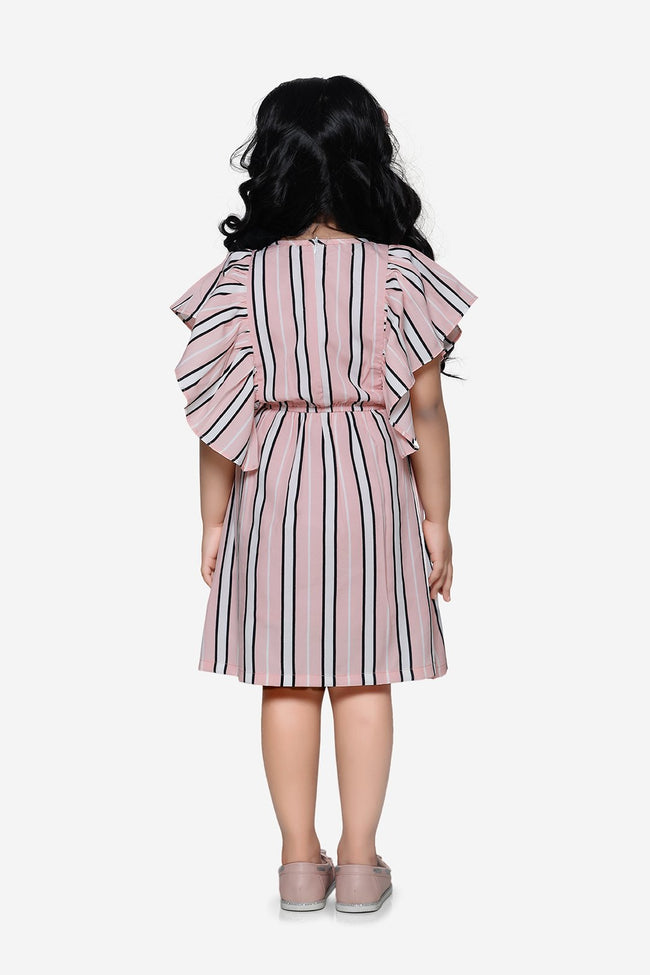 Pearl Pink Striped Flower Dress