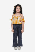 Mustard Stripe Cape Top with Navy Stripe Pant Set