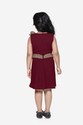 Maroon Partywear Dress with Golden Detailing