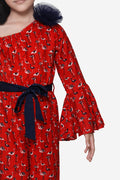 Red flamingo Bell Sleeves Full Jumpsuit