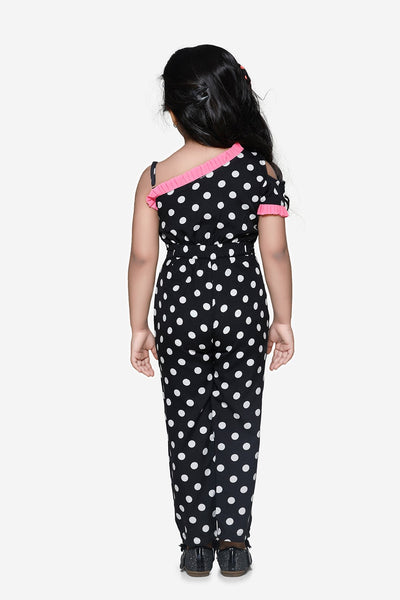 Black polka with neon Detailing Full Jumpsuit