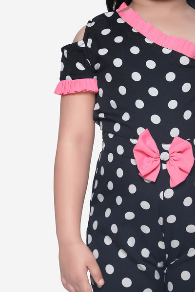 Black polka with neon Detailing Full Jumpsuit