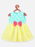 Neon Stripe Powder Blue Polka Dress