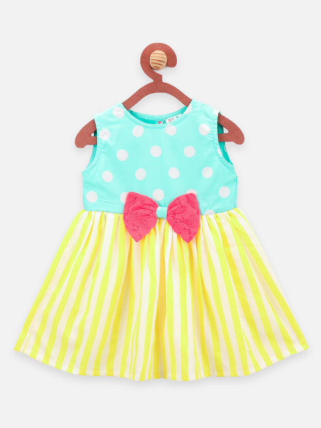 Neon Stripe Powder Blue Polka Dress