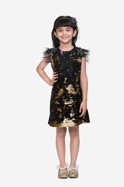 Golden sequence Feather Dress