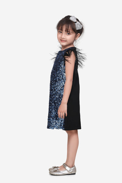 Blue sequence Feather Dress