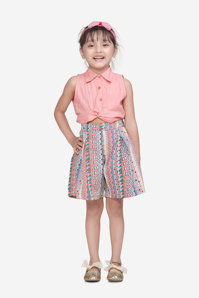 Pink Knot Style Flared Short Jumpsuit