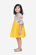 Yellow Dress with Sky Blue Floral Shrug