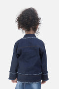 Lilipicks Dark Blue Denim Flower Applique Jacket