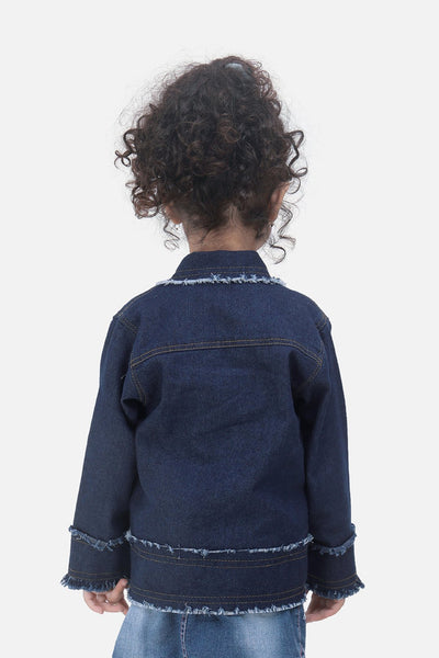 Lilipicks Dark Blue Denim Flower Applique Jacket