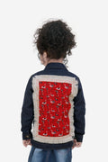 LilipicksDark Blue Denim flamingo Back Patch Applique Jacket