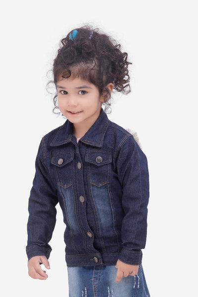 LilipicksDark Blue Denim flamingo Back Patch Applique Jacket