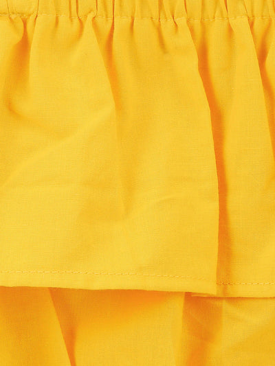 Lilipicks Strappy sunny yellow top and floral pink palazzo set