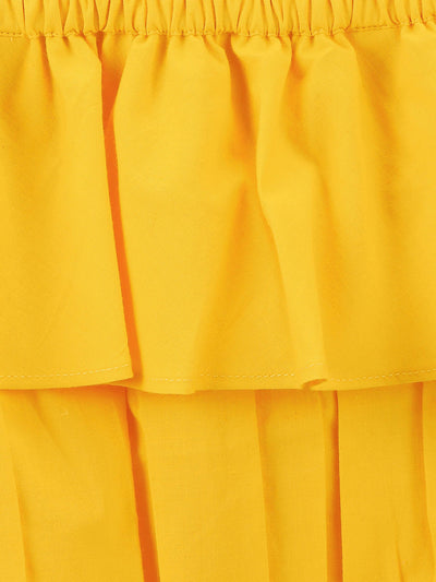 Lilipicks Yellow Off Shoulder Top and Floral Culotte Flared Pant Set