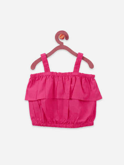 Lilipicks Strappy Dark Pink Top and floral pink palazzo set