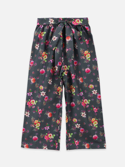 Lilipicks Strappy Dark Pink Top and floral pink palazzo set