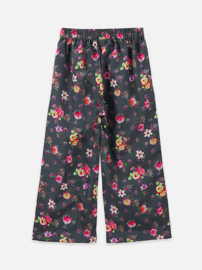 Lilipicks Strappy Dark Pink Top and floral pink palazzo set