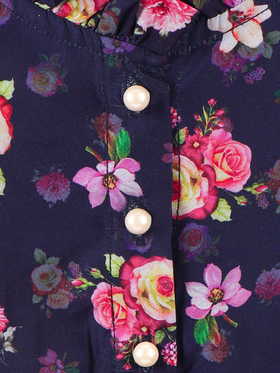 Lilipicks Blue Pink floral Tulle Dress