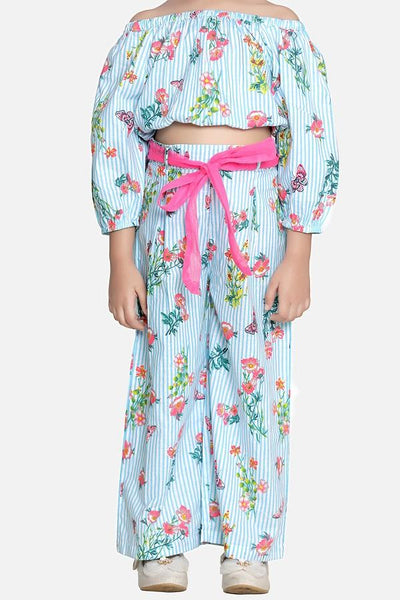 Lilipicks Sky Blue Striped Pant Coordinated Set