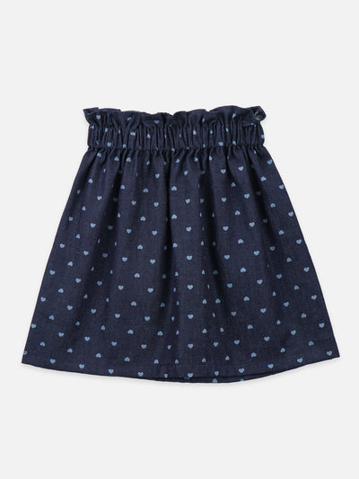 Lilipicks Denim Knot Shirt Top with Skirt Coordinated Set