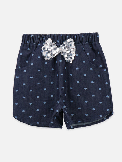 Lilipicks Denim Sequin Bow Shorts