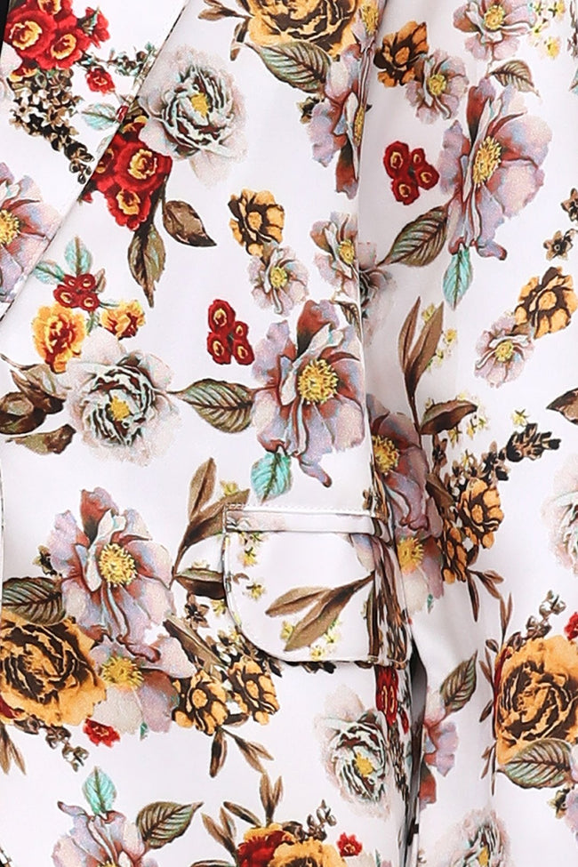 Off - White Vintage Floral Digital Print Blazer